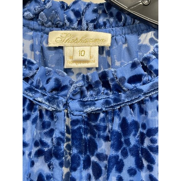 Shoshanna Blue Burnout Velvet Long Sleeve Mini Dress Sz 10 NWT - Picture 6 of 7